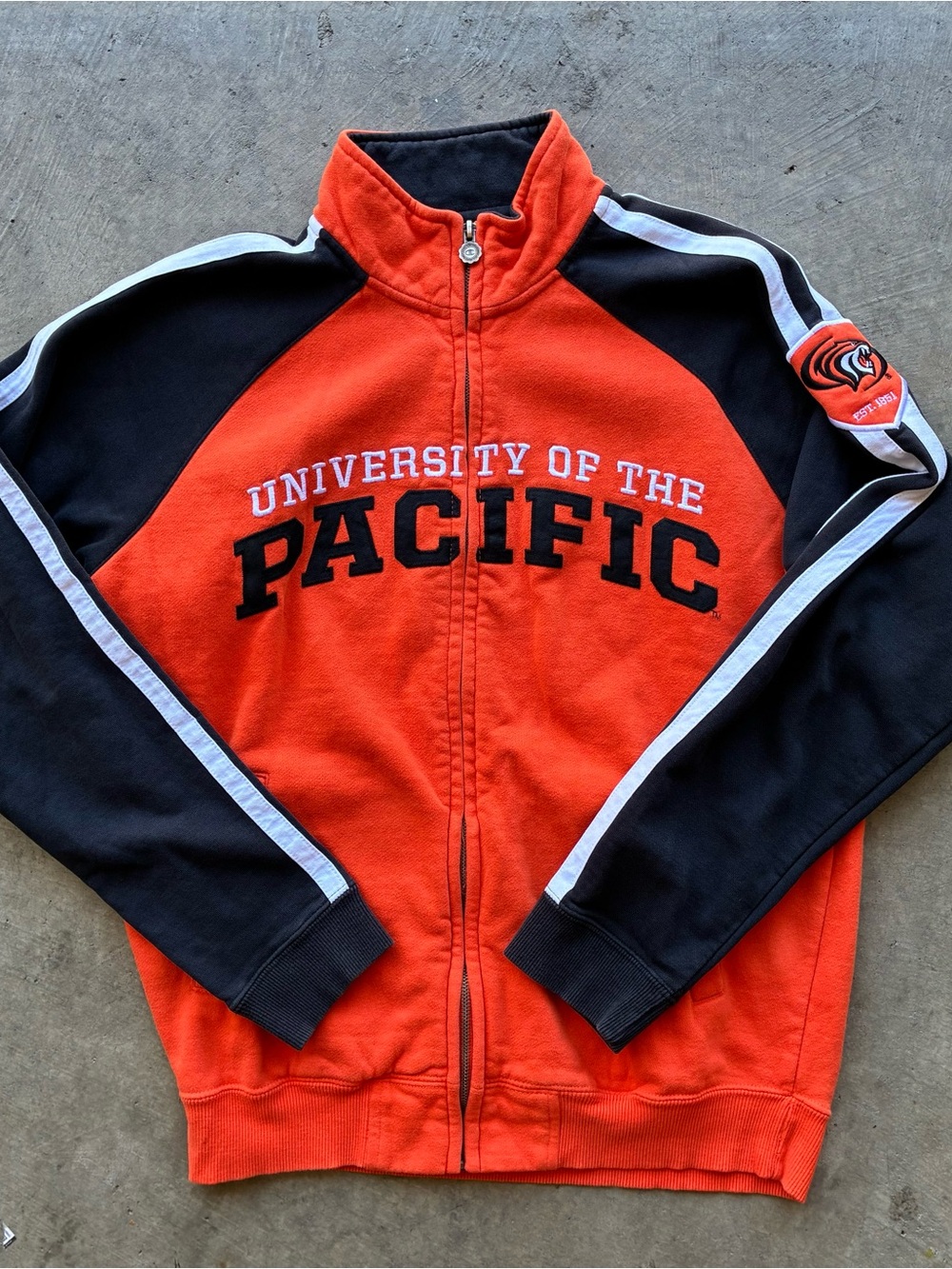 Champion Orange and Black University of the Pacific Zip-Up Jacket